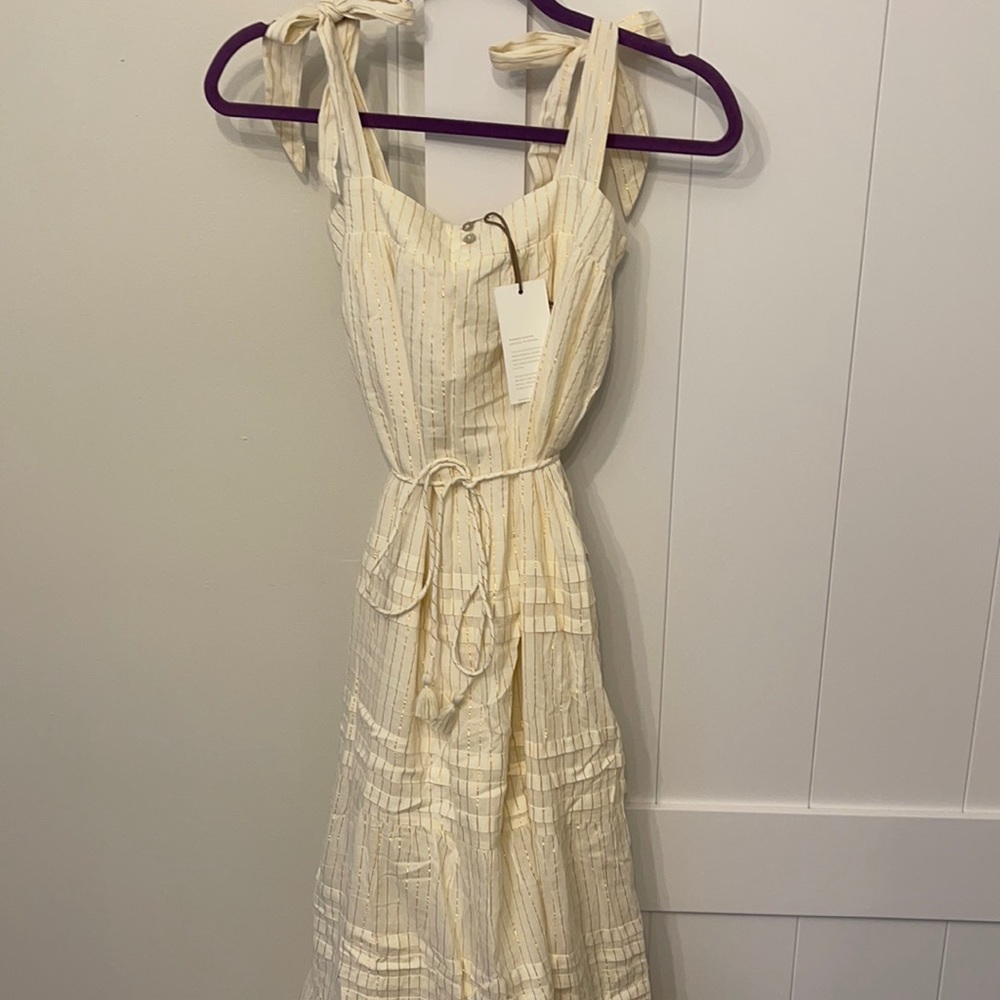 Cleobella maxi dress with gold foil stripes
